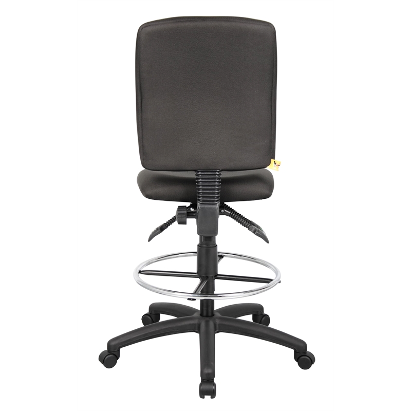 Boss Office Products Multi Function Fabric Drafting Stool in Black