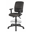 Boss Office Products Fabric Drafting Stool with Adjustable Arms in Black