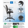 Boss Office Products Fabric Drafting Stool with Adjustable Arms in Black
