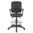 Boss Office Products Fabric Drafting Stool with Adjustable Arms in Black