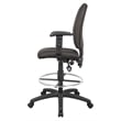 Boss Office Products Fabric Drafting Stool with Adjustable Arms in Black