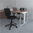 Boss Office Products Fabric Drafting Stool with Adjustable Arms in Black