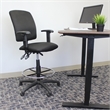 Boss Office Products Fabric Drafting Stool with Adjustable Arms in Black