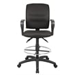 Boss Office Products Fabric Drafting Stool with Loop Arms in Black