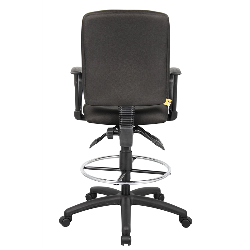 Boss Office Products Fabric Drafting Stool with Loop Arms in Black