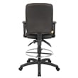Boss Office Products Fabric Drafting Stool with Loop Arms in Black