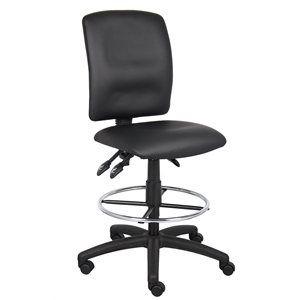 Boss Office Products Multi Function Leather Drafting Stool in Black