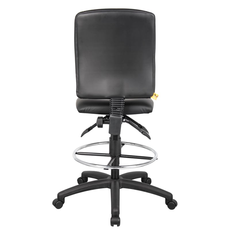 Boss Office Products Multi Function Leather Drafting Stool in Black