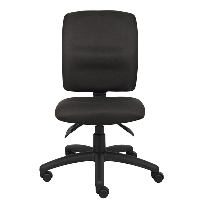 Boss Office Products Multi Function Fabric Task Chair with Large Base in Black