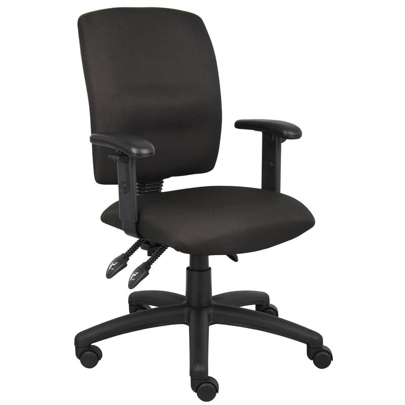 Boss Office Products Fabric Task Office Chair with Adjustable Arms in Black