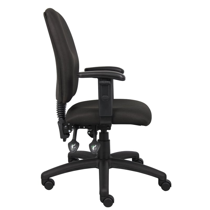 Boss Office Products Fabric Task Office Chair with Adjustable Arms in Black