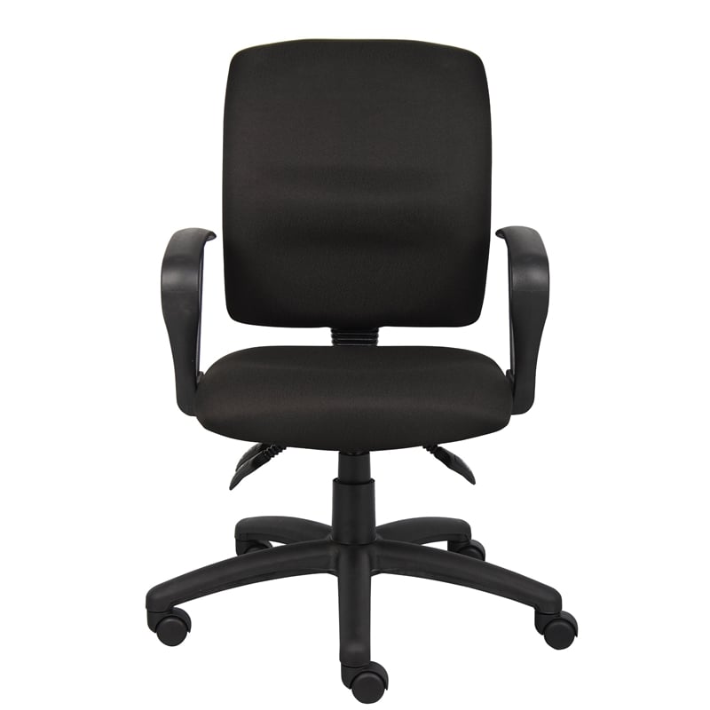 Boss Office Products Fabric Task Office Chair with Loop Arms in Black