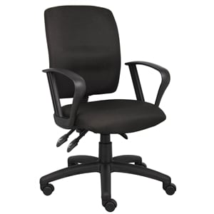 Boss Office Products Fabric Task Office Chair with Loop Arms in Black