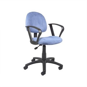boss office microfiber deluxe posture office chair with loop arms in blue