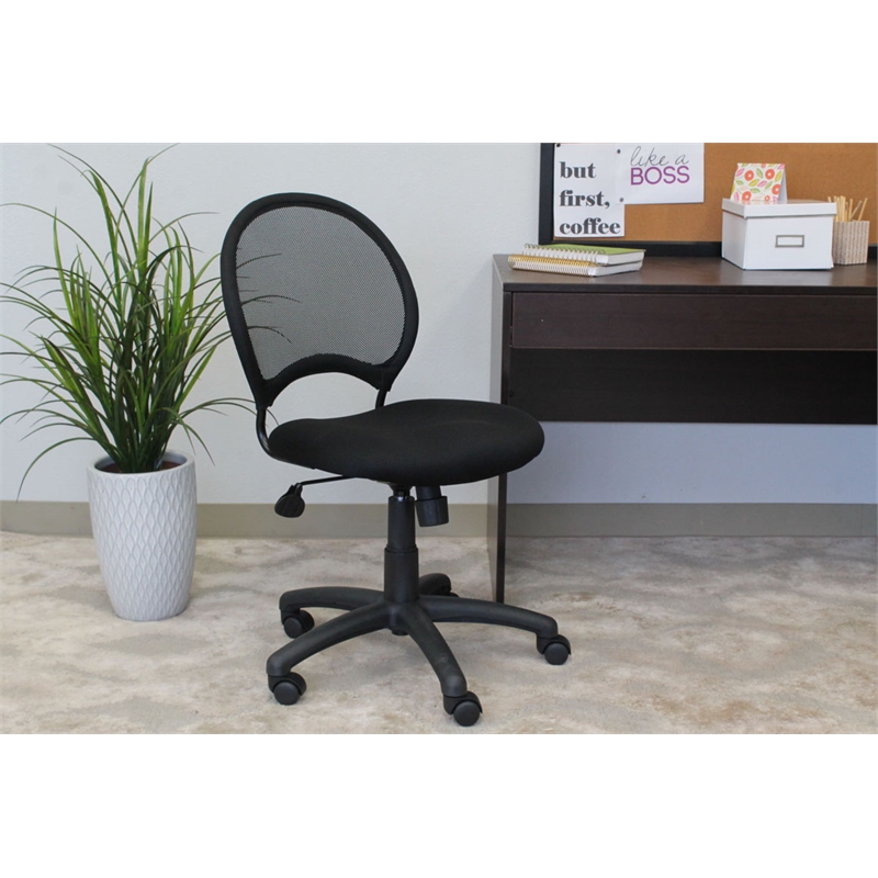 Boss Office Products Mesh Back Fabric Task Office Chair in Black