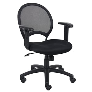 Boss Office Products Mesh Back Fabric Adjustable Arm Task Office Chair in Black