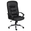 Boss Office Products Leather Executive Office Chair with Chrome Base in Black