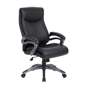 Boss Office Products Double Layer Leather Executive Office Chair in Black