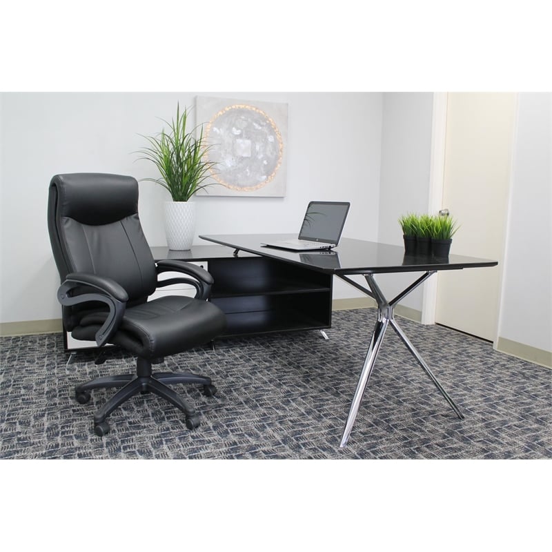 Boss Office Products Double Layer Leather Executive Office Chair in Black