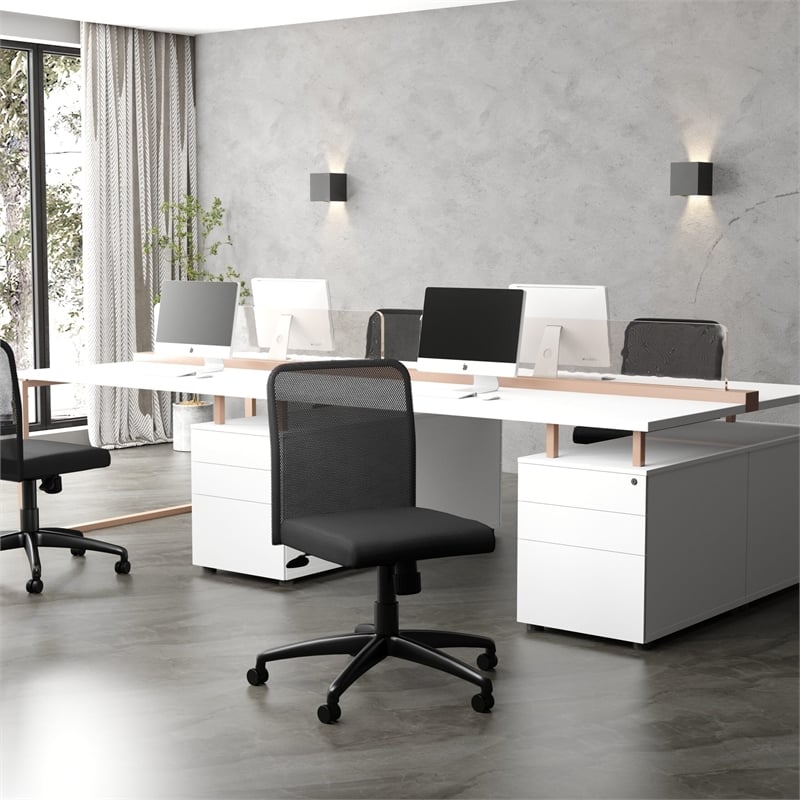 Boss Office Products Mesh Back Fabric Task Office Chair in Black