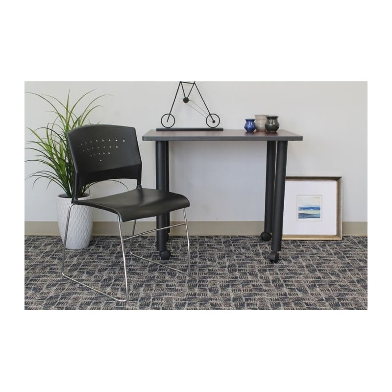 Boss Office Stack Stacking Chair with Chrome Frame in Black (Set of 2)