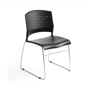boss office stack stacking chair with chrome frame in black (set of 2