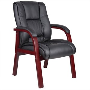 boss office products mid back wooded guest chair