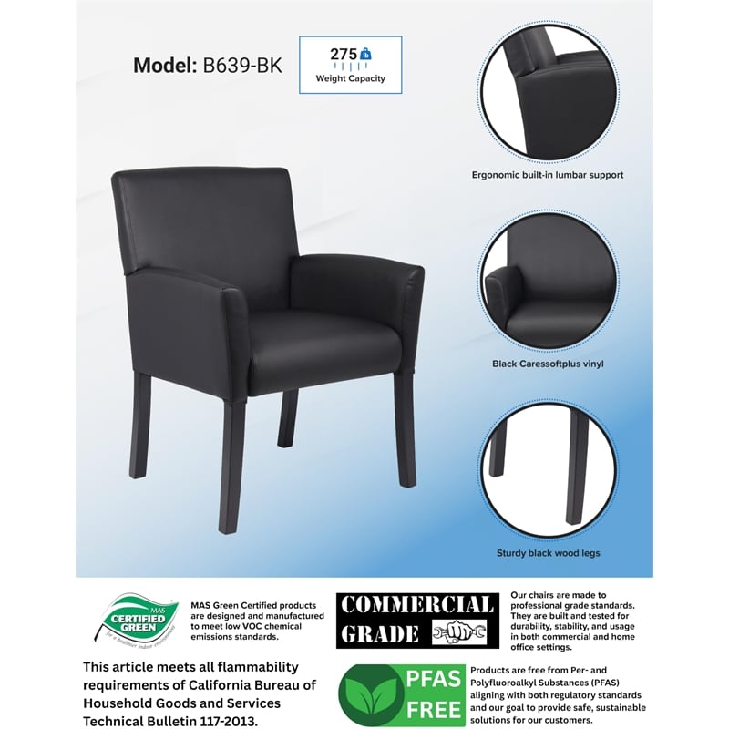 Boss Office Products Executive Box Arm Office Chair with Mahogany Base