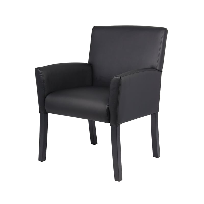 Boss Office Products Executive Box Arm Office Chair with Mahogany Base