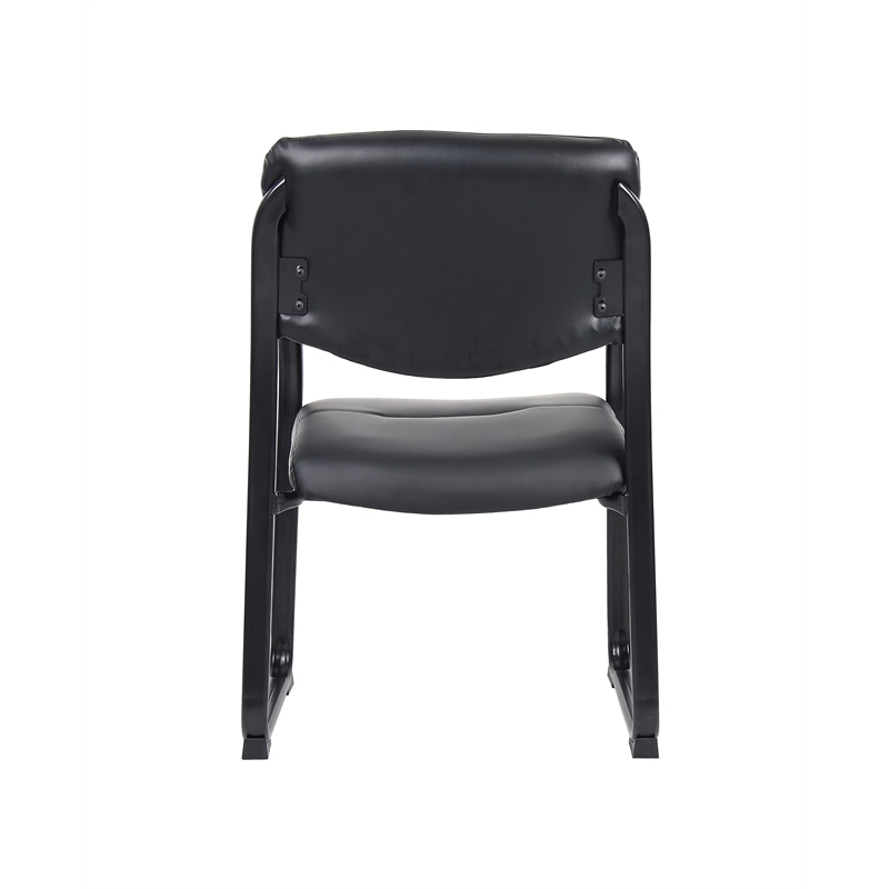 Boss Office Products Leather Sled Base Side Chair with Arms