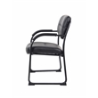 Boss Office Products Leather Sled Base Side Chair with Arms