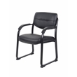 Boss Office Products Leather Sled Base Side Chair with Arms