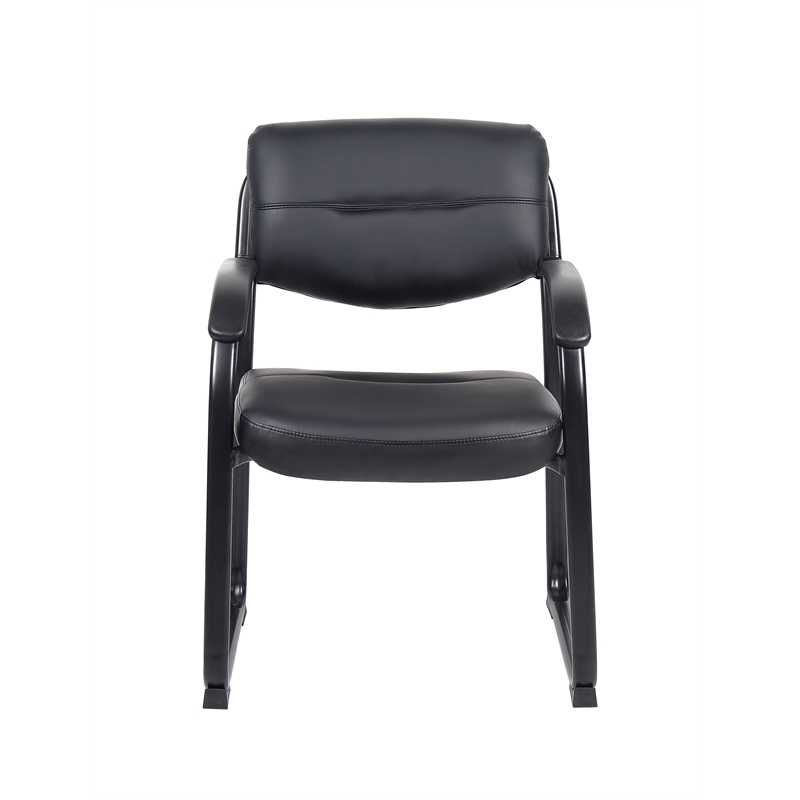 Boss Office Products Leather Sled Base Side Chair with Arms