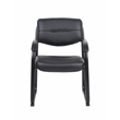 Boss Office Products Leather Sled Base Side Chair with Arms