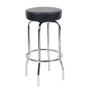 Boss Office Products 29&quot Chrome Bar Stool in Black
