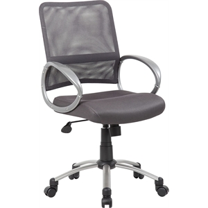 Boss Office Products Mesh Back with Pewter Task Office Chair in Grey