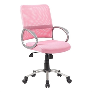 boss office products mesh back with pewter task office chair in pink