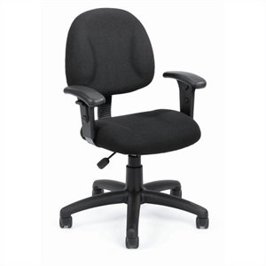 boss office mid back fabric upholstered ergonomic office swivel chair in black b315-6-7