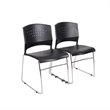 Boss Office Stacking Chrome Frame Office Stacking Chair in Black (Set of 4)