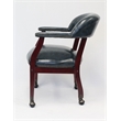 Boss Office Captains Chair in Blue and Mahogany with Casters
