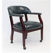 Boss Office Captains Chair in Blue and Mahogany with Casters