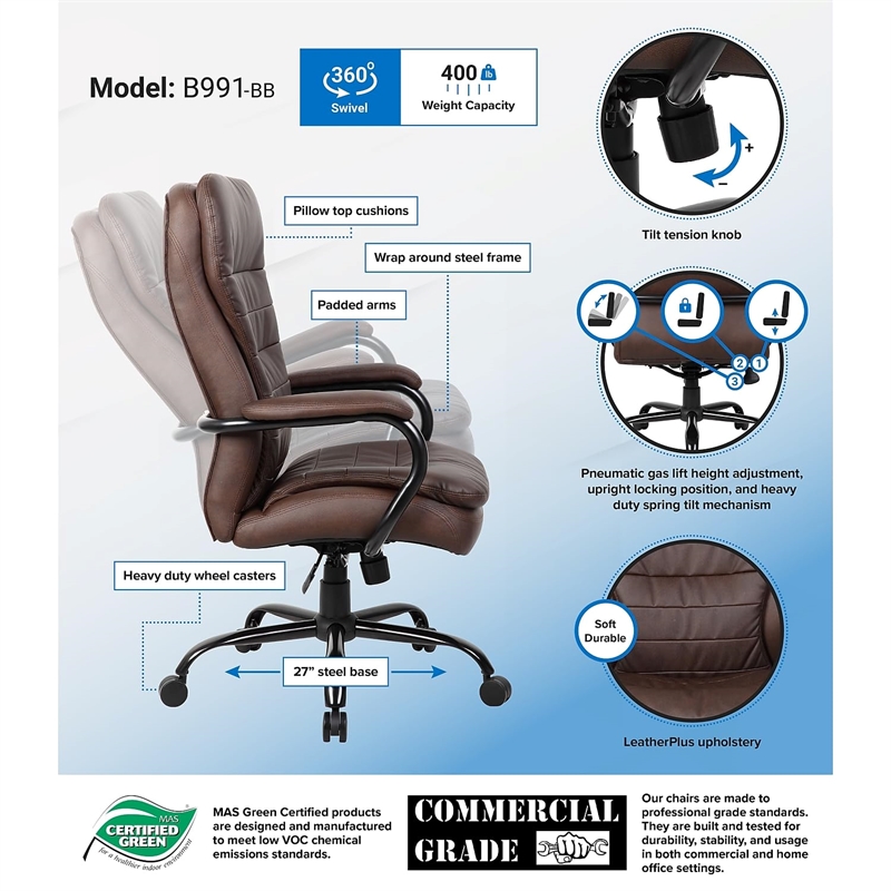 Boss Office Heavy Duty Office Chair in Bomber Brown