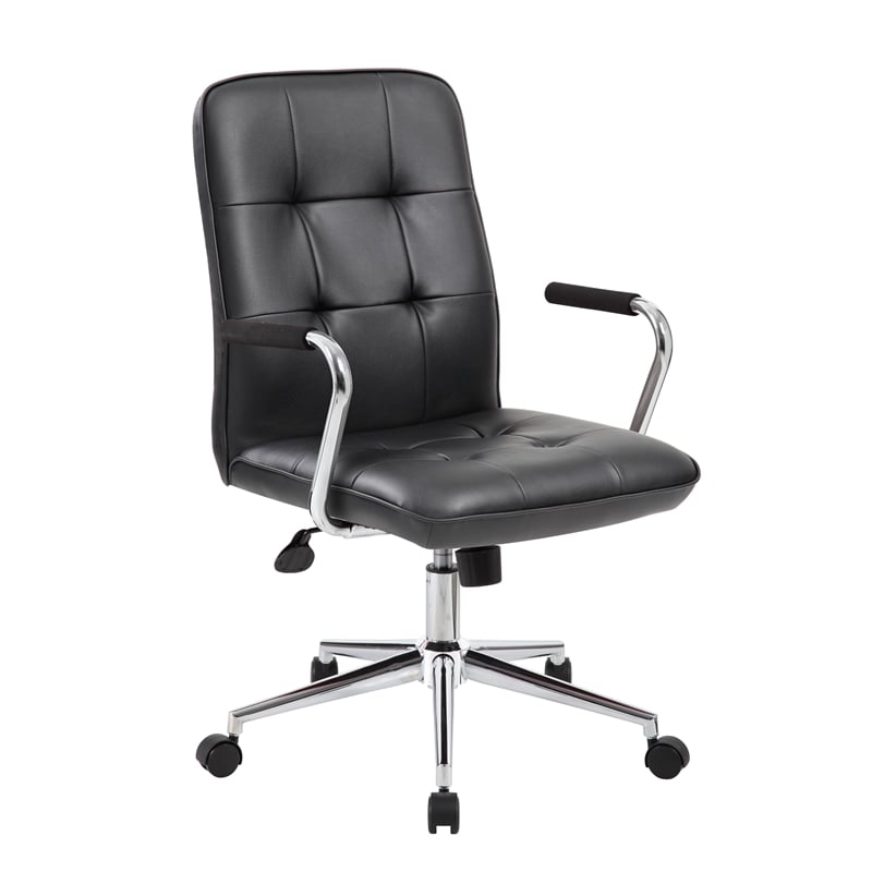 Boss Office Chair in Black with Chrome Arms