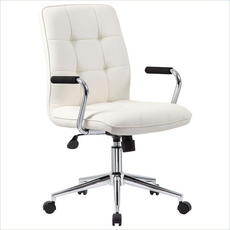 Boss Office Chair in White with Chrome Arms
