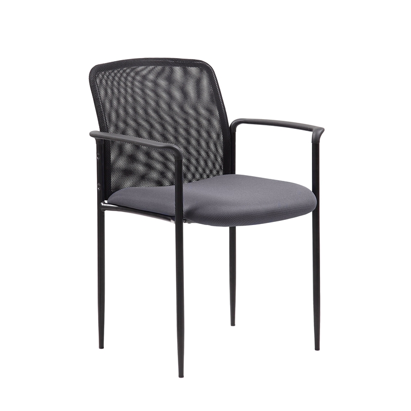 Boss Office Stackable Mesh Guest Chair in Gray