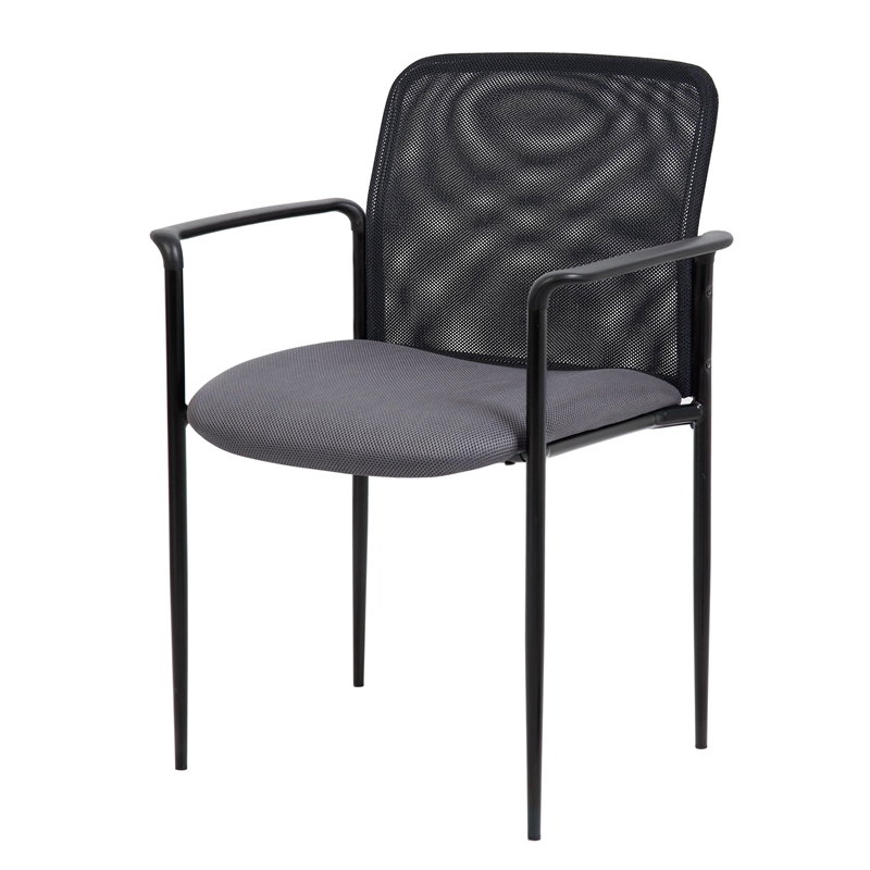 Boss Office Stackable Mesh Guest Chair in Gray