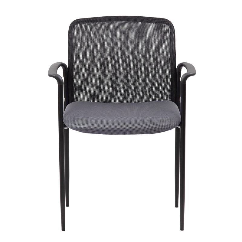 Boss Office Stackable Mesh Guest Chair in Gray