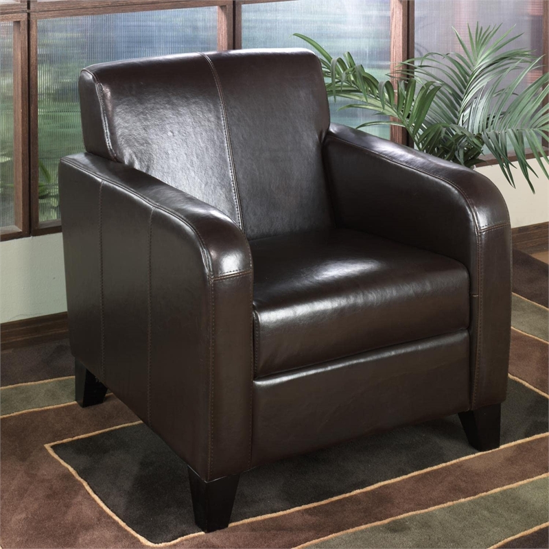 Armen Living Tatyana Leather Club Chair in Brown