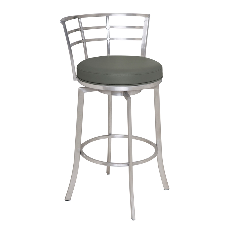 Armen Living Viper Modern Faux Leather Counter Stool in Gray