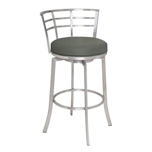 Armen Living Viper Modern Faux Leather Counter Stool in Gray